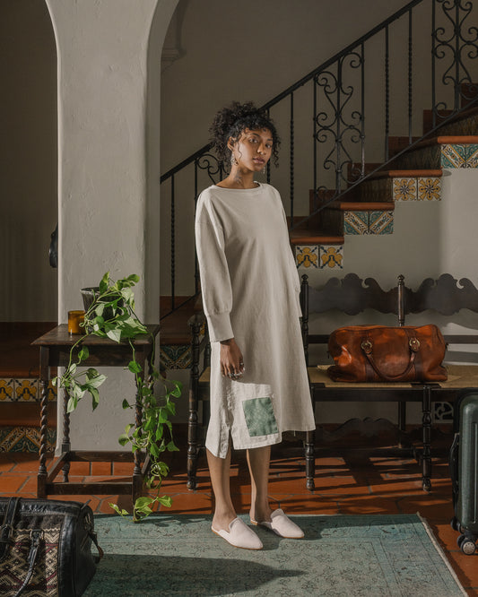 HERITAGE L/S Relaxed Dress - Buko Off-White